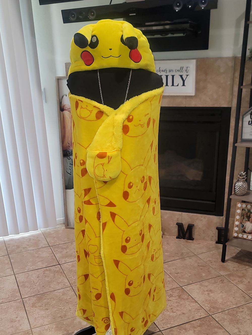 Yellow Pikachu Hooded Blanket